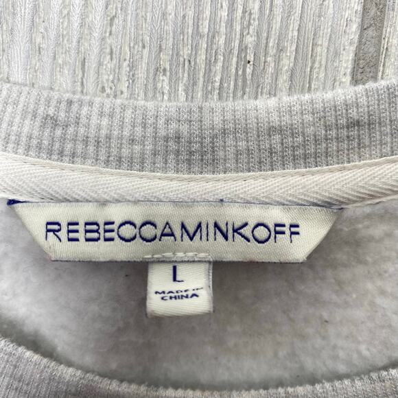 Rebecca Minkoff Women's Light Grey Cold Shoulder Ruffle Sweater Size Large - Picture 4 of 9